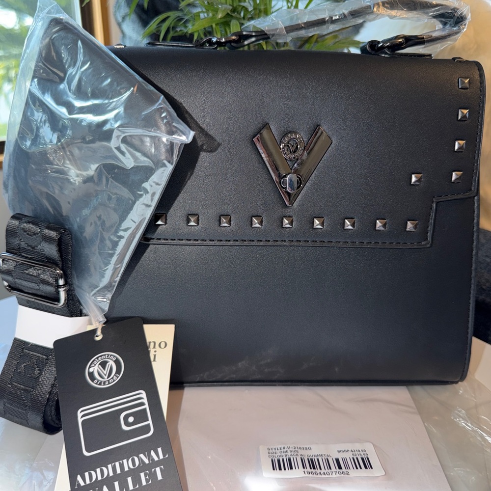 VALENTINO ORLANDI Studded Crossbody Black bag w/ Additional Wallet - Picture 2 of 15